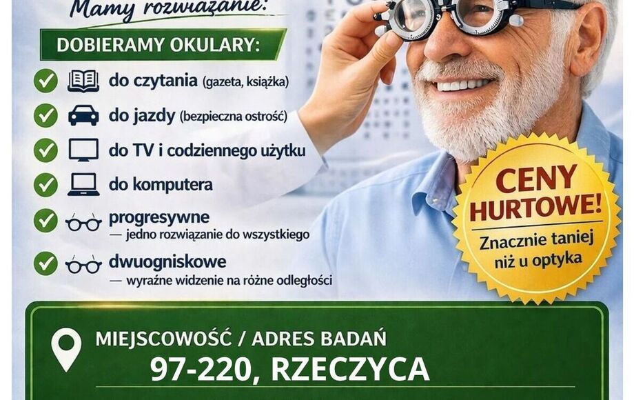 Bezpłatne badanie wzroku w Rzeczycy